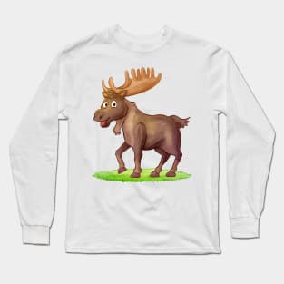 Moose Hand drawn Long Sleeve T-Shirt